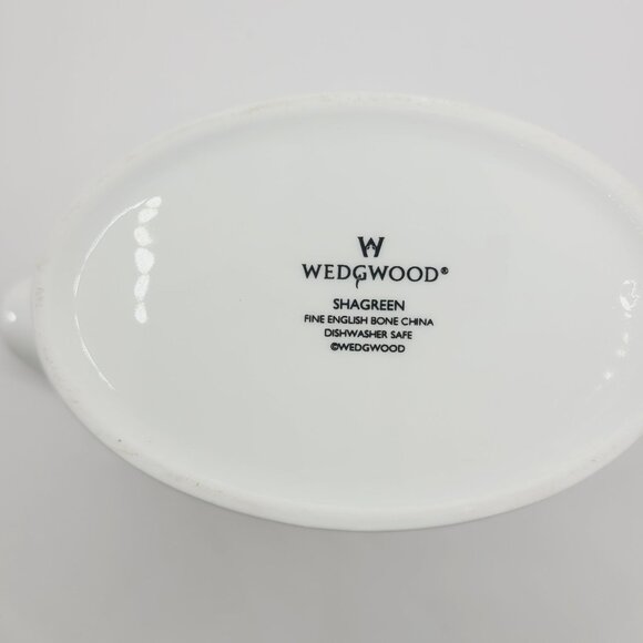 Wedgwood Shagreen Gravy Sauce Boat Silver Rim Handle New With Tags - Picture 6 of 8